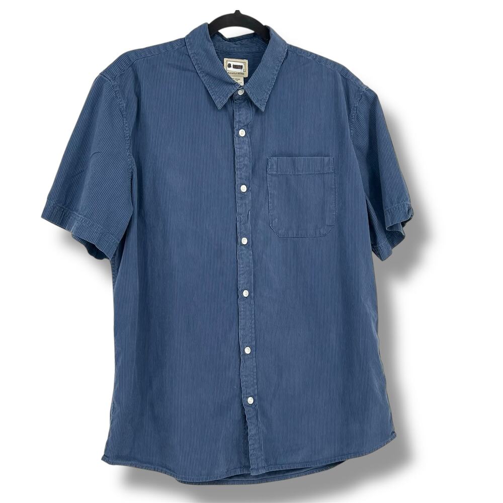 L.L. BEAN Mens Organic Cotton Button Up Shirt Slightly Fitted L Reg Retro Travel
